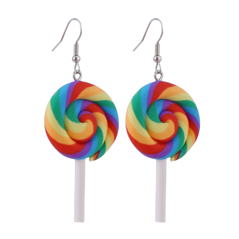 Серьги для женщин мягкая глина Радужный леденец висячие серьги детские