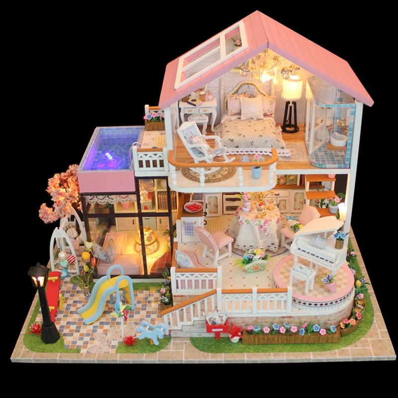 

DIY Doll House Assembly Building Model Toy Houses Sweet Words Light Music Wooden Dollhouse Birthday Christmas Gifts Crafts