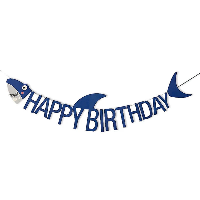 Флаг акулы С Днем Рождения овсянка морская тема детский день рождения украшения