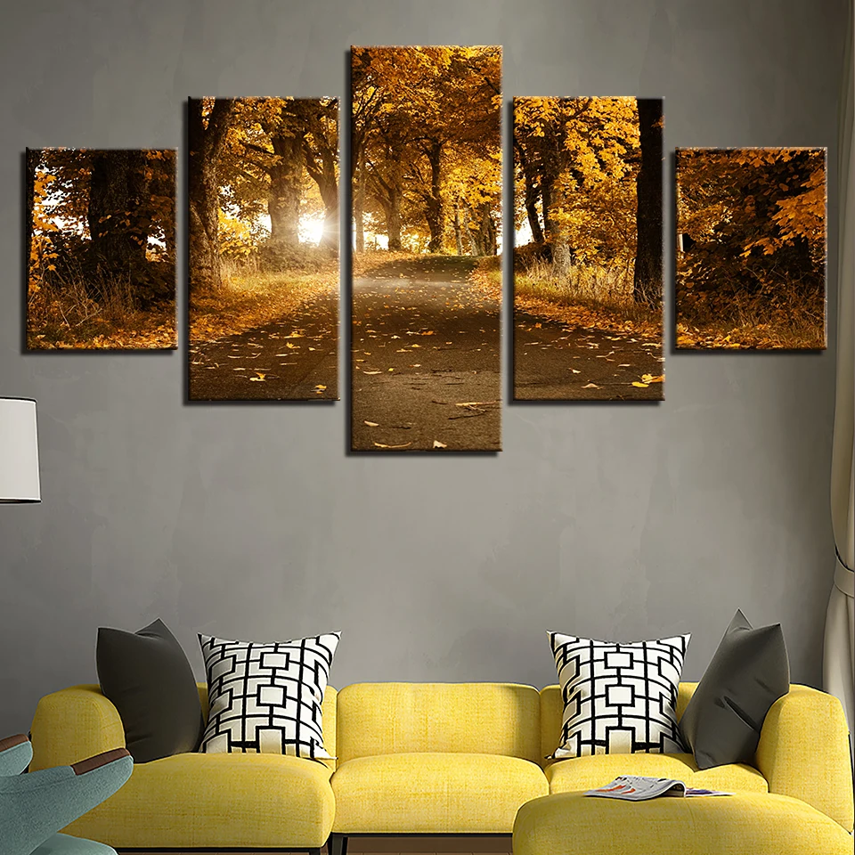 

5d Diamond Painting Full Square/Round Drill diy Diamond Embroidery 5 Pieces Autumn Forest Fallen Leaves diamond mosaic landscape