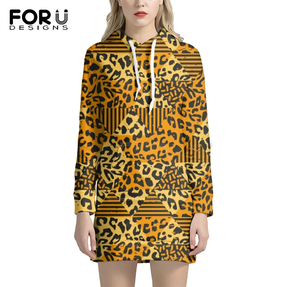 

FORUDESIGNS African Tribal Culture Design Printing Women Loose Pullovers Autumn Ladies Long Sleeve Hoodie Dress for Females