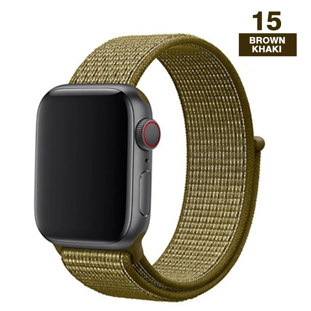Ремешок для часов Apple серии 4/3/2/1 38 мм 42 мм нейлон дышащий мягкий сменный спортивный ремешок для iwatch, версия series 5 40 мм 44 мм - Цвет ремешка: Brown khaki