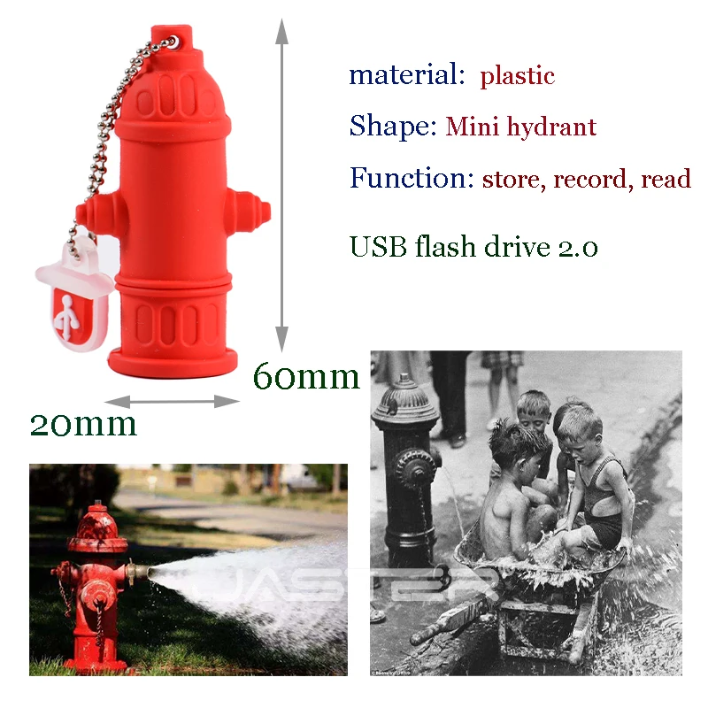 JASTER флеш-диск usb 2,0, мультяшный пожарный гидрант, ручка-накопитель, 4 ГБ, 8 ГБ, 16 ГБ, 32 ГБ, 64 ГБ, милая карта памяти, креативный подарок, usb-флешка