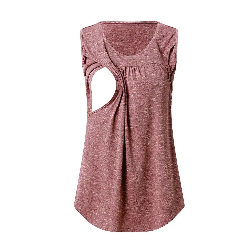 

Pregnancy Women Tank Top Women's Pleated Front Double Layered Nursing Tank Shirt For Breastfeeding Maternity Women Vest