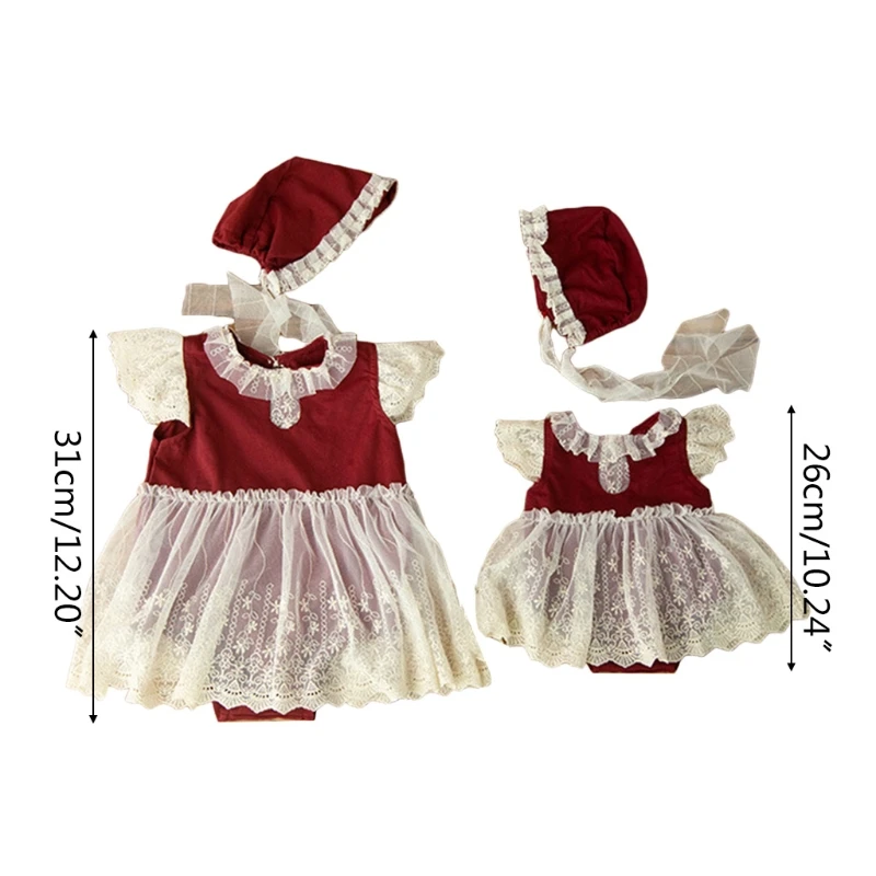 

2Pcs Baby Infants Hat Romper Dress Jumpsuit Set Newborn Christmas Photography Props Infants Photo Shooting Costume Outfits
