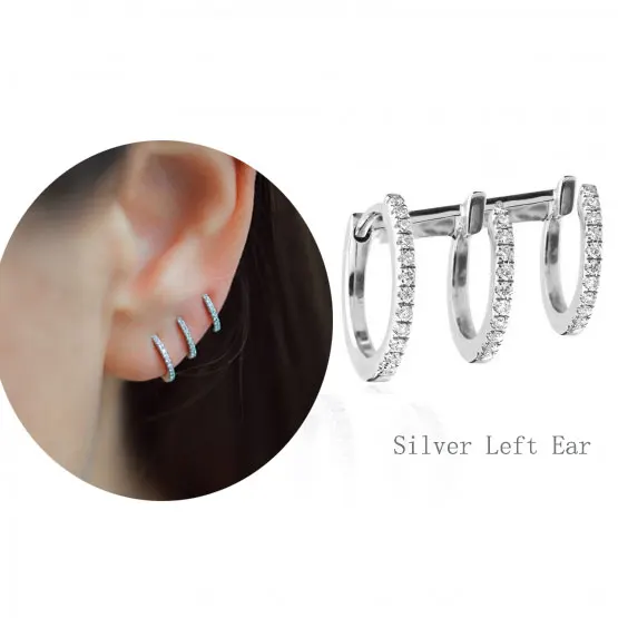 1PCS Silver Left Moonmory модные серьги-кольца для женщин 925 пробы опал в серебряной оправе Huggies Серьги-кольца для женщин серьга со змеями 16 цветов - Окраска металла: 1PCS Silver Left
