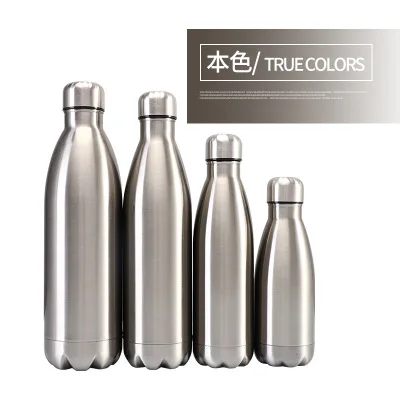 Silver 350/500/750/1000 мл с двойными стенками Творческий BPA бесплатно колы бутылки воды Нержавеющая сталь пива Чай Кофе Портативный Спортивная Герметичная Бутылка - Цвет: Silver