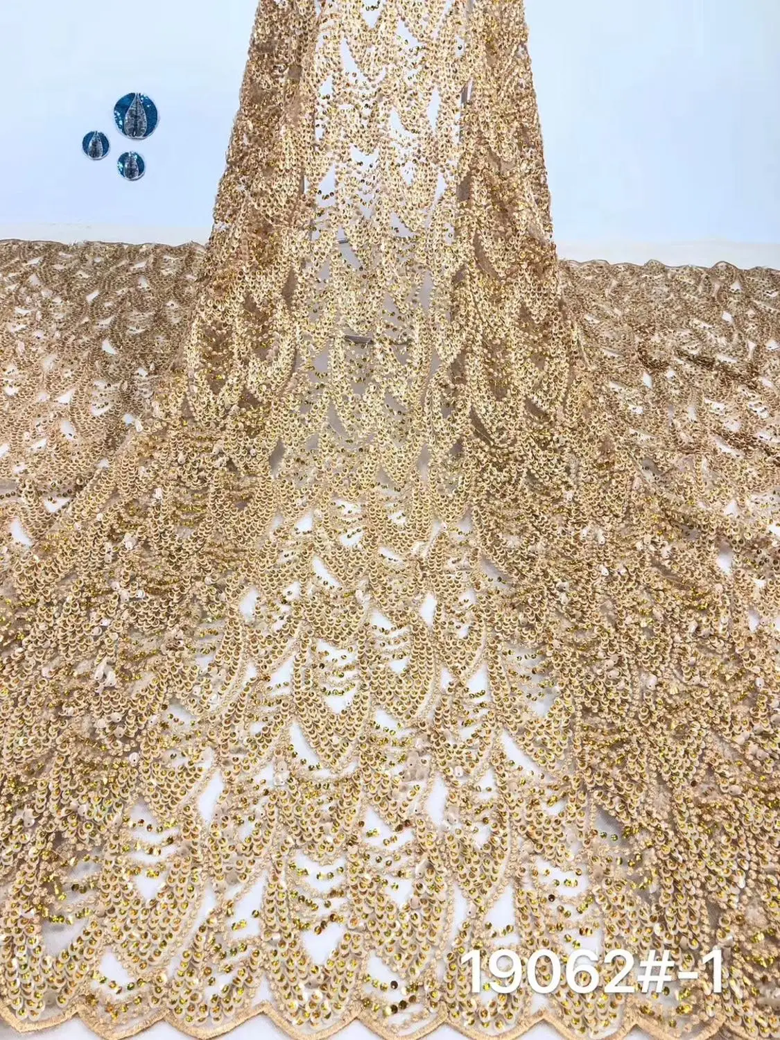 (5yards/pc) very beautiful sequins embroidered African tulle lace orange brown French fabric for party dress FZZ608 | Дом и сад