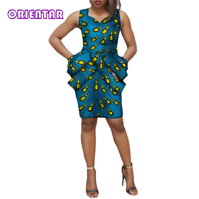 Модное женское платье базин богатый Африканский принт без рукавов Дашики летние