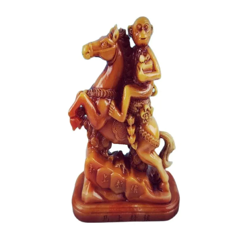 Chinese Shoushan Stone Hand-Carved Stone Carving Horses And Monkeys Statue
