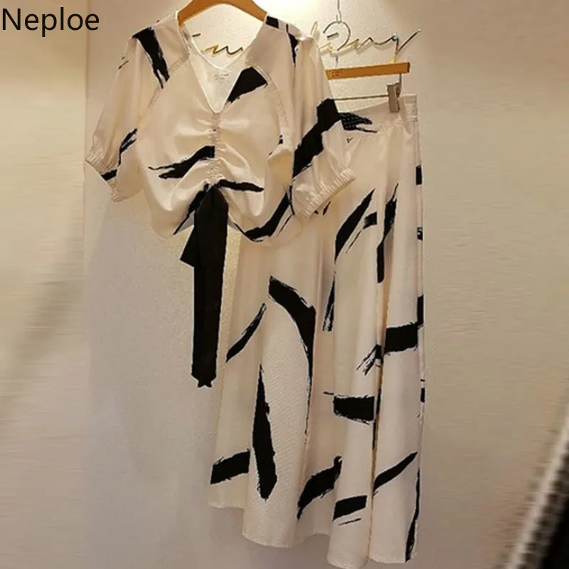 Женский комплект одежды из 2 предметов весна 2020 Корейская блуза с v образным