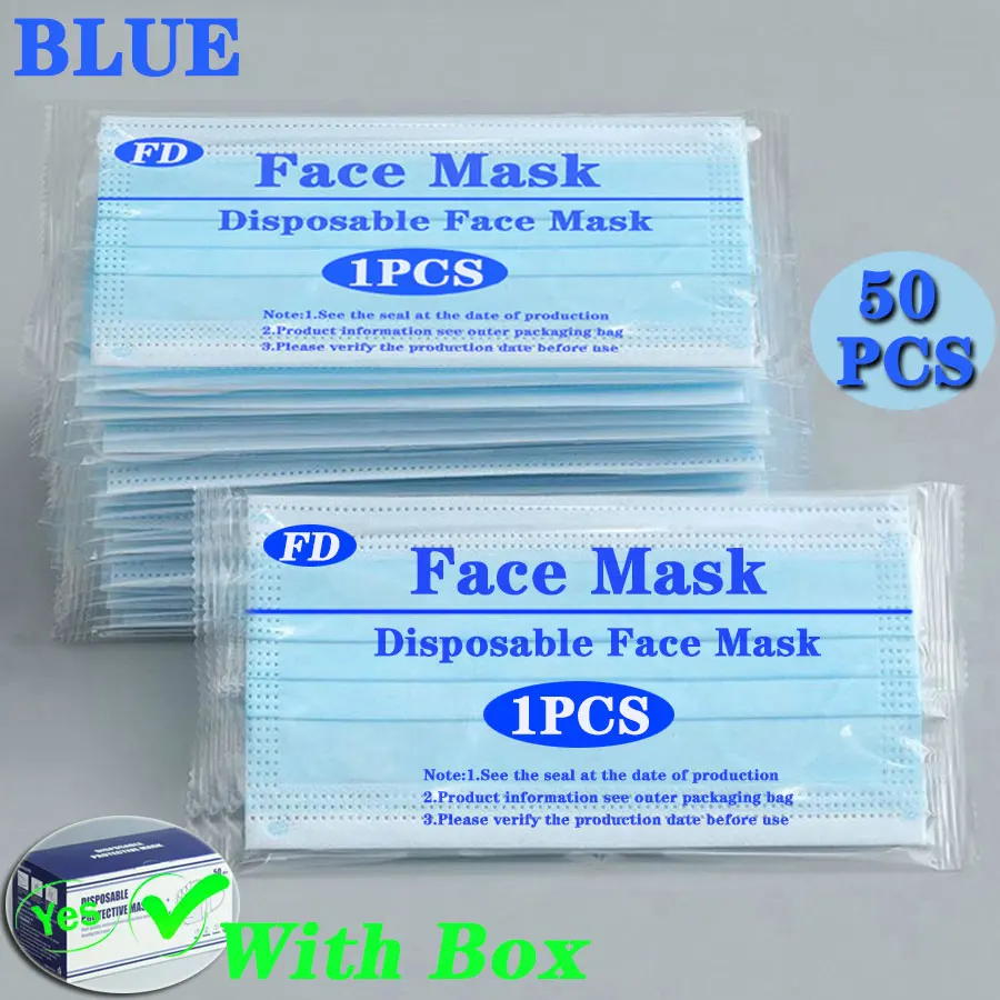 Индивидуальная упаковка одноразовая маска для лица трехслойная защитная от пыли