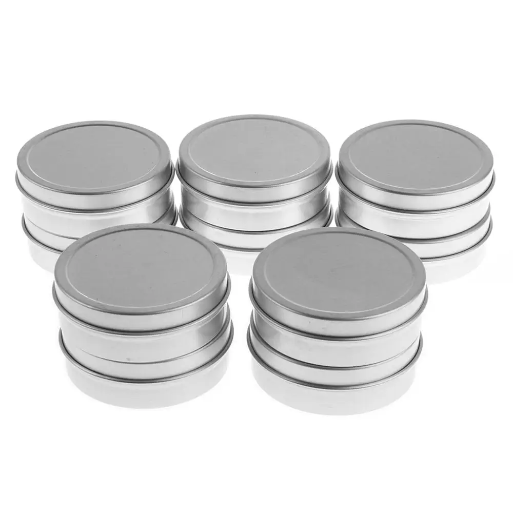 15pcs 2 oz Empty Cosmetic Pots Lip Balm Container Jar Small Powder Silver Aluminum Tins with Clear Lid | Красота и здоровье