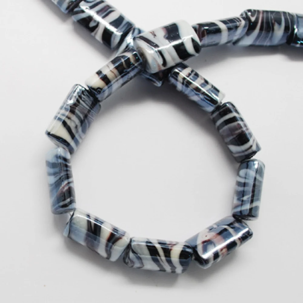 

20pcs Handmade Pearlized Lampwork Rectangle Beads Strands DIY Jewelry Making for Fashion Bracelets Necklace 20x15x8mm