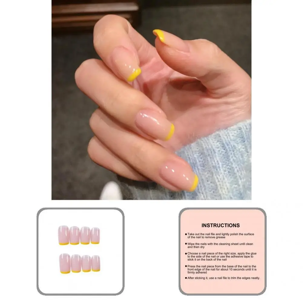

1Set False Nail Useful Minimalistic Environmentally Friendly French Nude Nail Art Patch for Dating Nail Patch Fake Tips