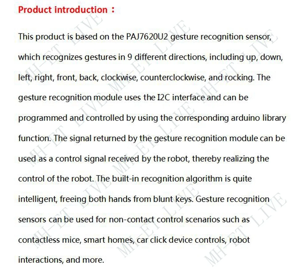 PAJ7620U2 различные распознавания жестов сенсор модуль для Arduino встроенный 9 жестов IIC интерфейс Интеллектуальное распознавание