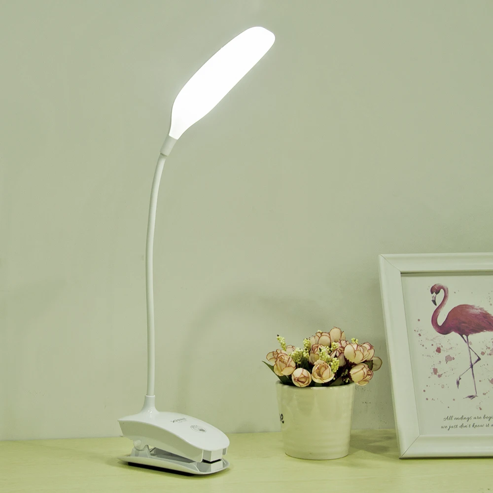 Настольная лампа перезаряжаемая затемняемая Светодиодная настольная прищепка
