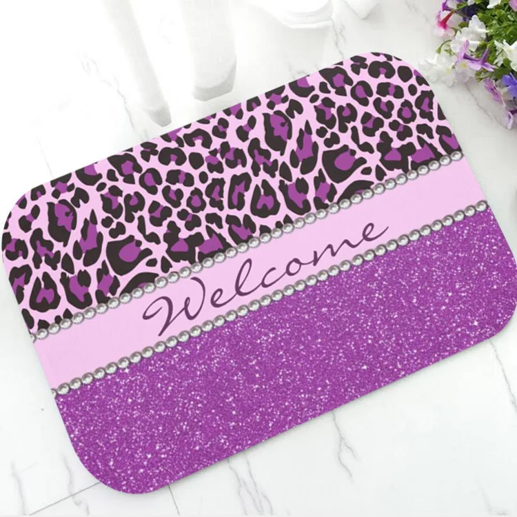 Модный ярко-розовый коврик из искусственной фольги с леопардовым принтом и