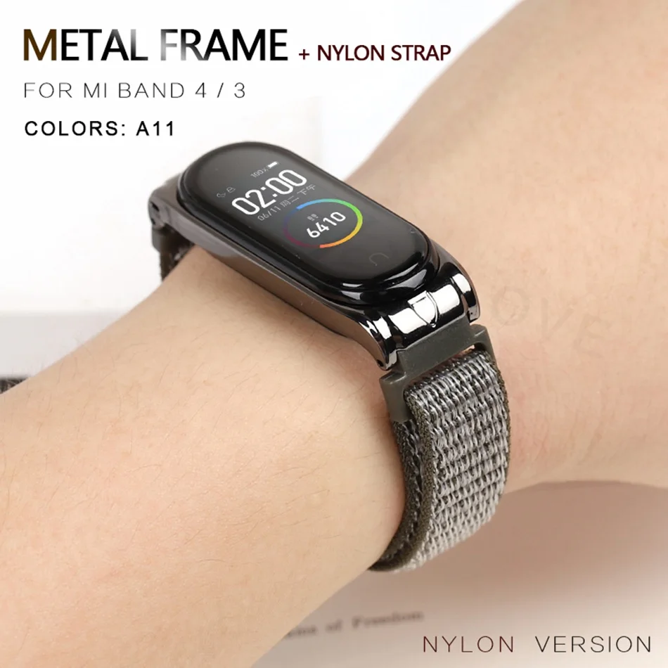 Nylon 020A11 Протектор/браслет mi band 3 4 ремешок для Xiaomi mi band 4 3 браслет/ремешок для mi Band 4 3 ремешок металлический/нейлоновый браслет ремень - Цвет: Nylon 020A11