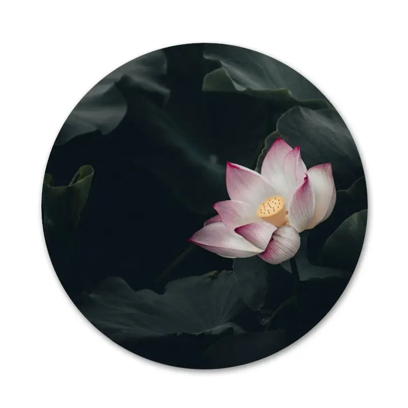 58 мм с белым лотосом значок на булавке декоративные Броши Металлические Значки