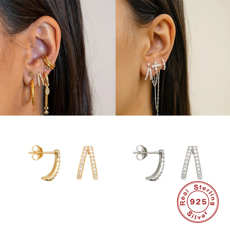 

Boako Charm Jewelry INS Glitter Stud Earrings For Woman Girls Lovers' 925 Sterling Silver Fine Earring Cartilage Pendientes