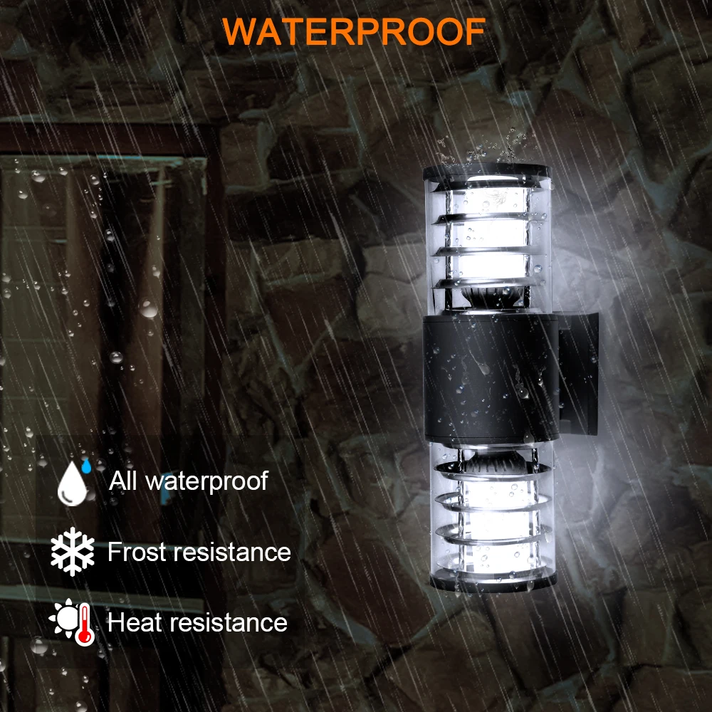 24 Вт водонепроницаемый алюминиевый стеклянный абажур светодиодный настенный