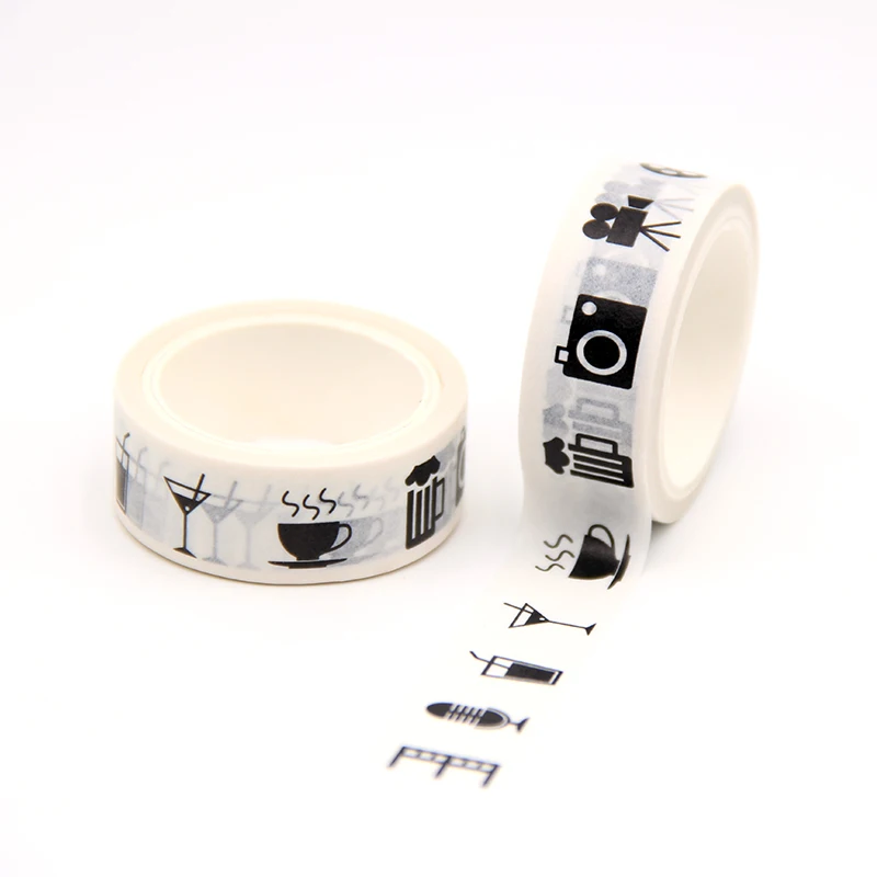 

10pcs/lot 15MM*5M Relex Camera Coffee White Washi Tape Japanese Paper DIY Planner Masking Tape Decorative Stationery washi tape