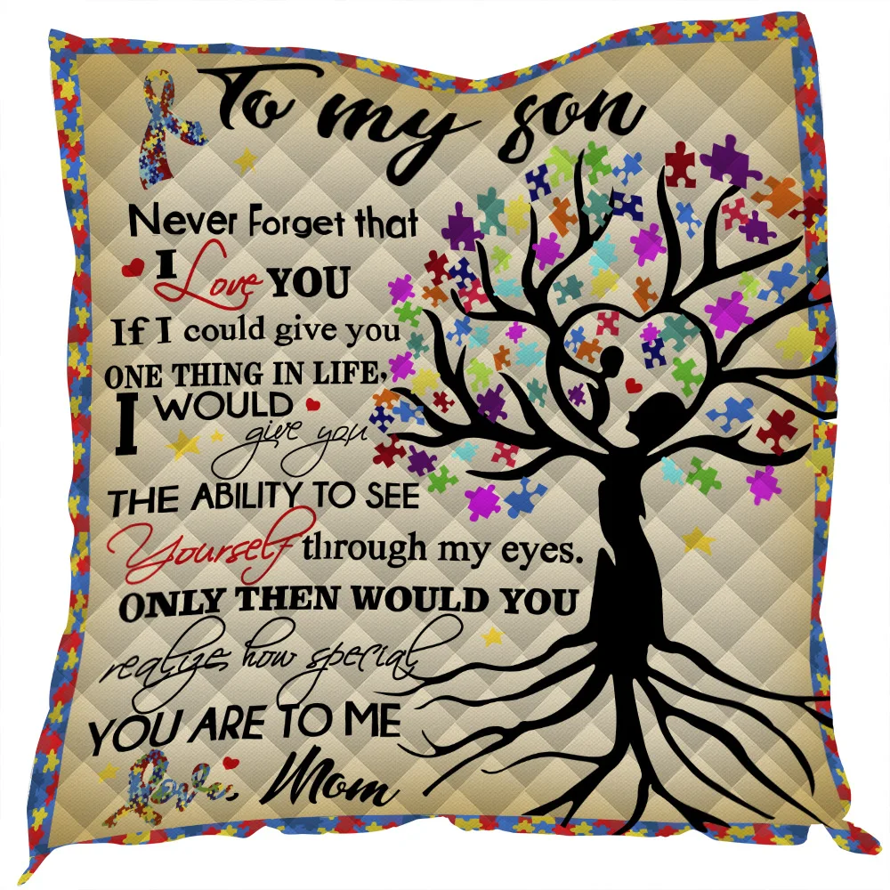 

To My Daughter/Son Gift Ice Hockey Quilt Dog Sunflower Print All Season Quilts For Bed Soft Warm Blanket Bed cover Dropshipping