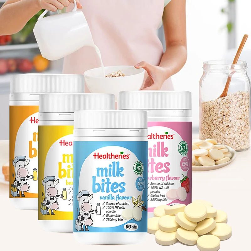 

Healtheries NZ Manuka Honey Milk Bites Chews Banana Strawberry Vanilla IgG Protein Calcium Vitamins Kids Immunity Supplements