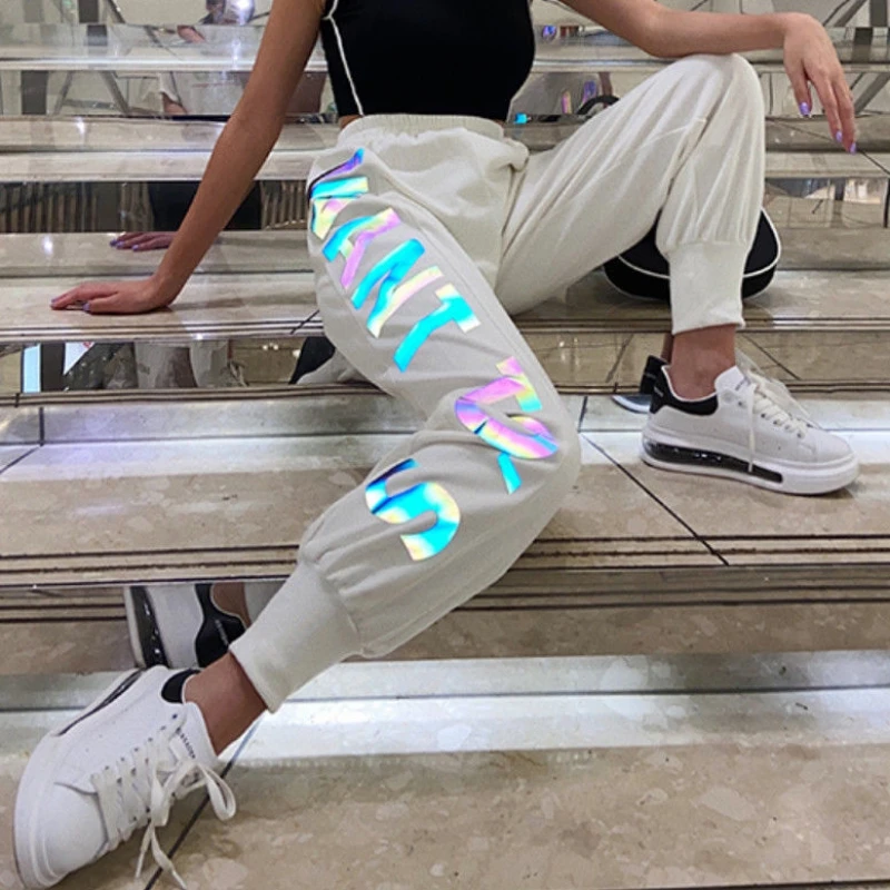 

NiceMix Jumping must-have trousers female summer 2020 ins tide loose high waist sweatpants high printing reflective casual pants