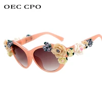 charming flower fashion cat eye sunglasses women oculos vintage cat eyes glasses brand designer men eyeglasses shades uv400 o259