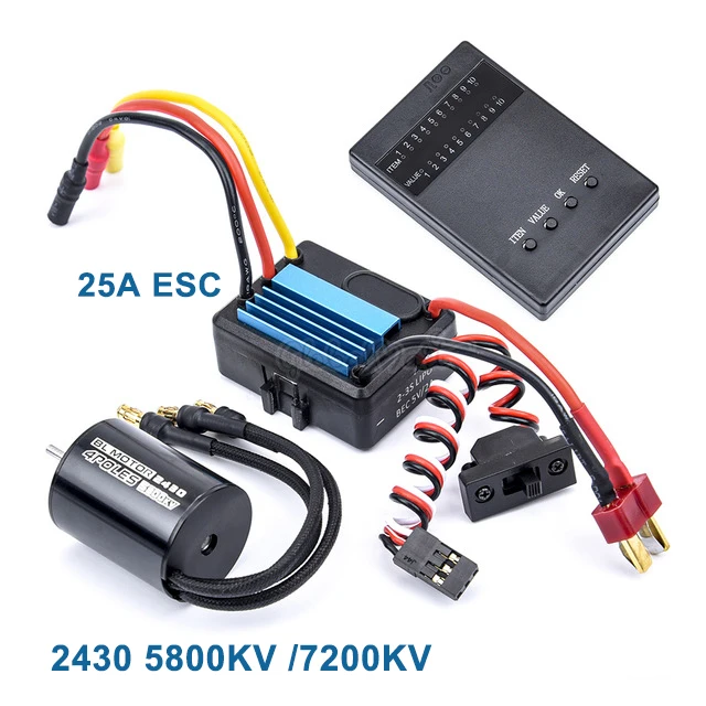 2430 5800KV 7200KV 4P Бессенсорный бесщеточный двигатель & 25A ESC с картой программирования