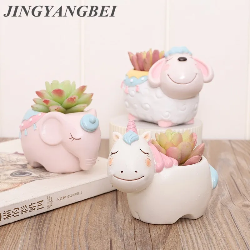 Мультфильм DIY цветочный горшок растения Смола ваза с животными суккуленты Бонсай