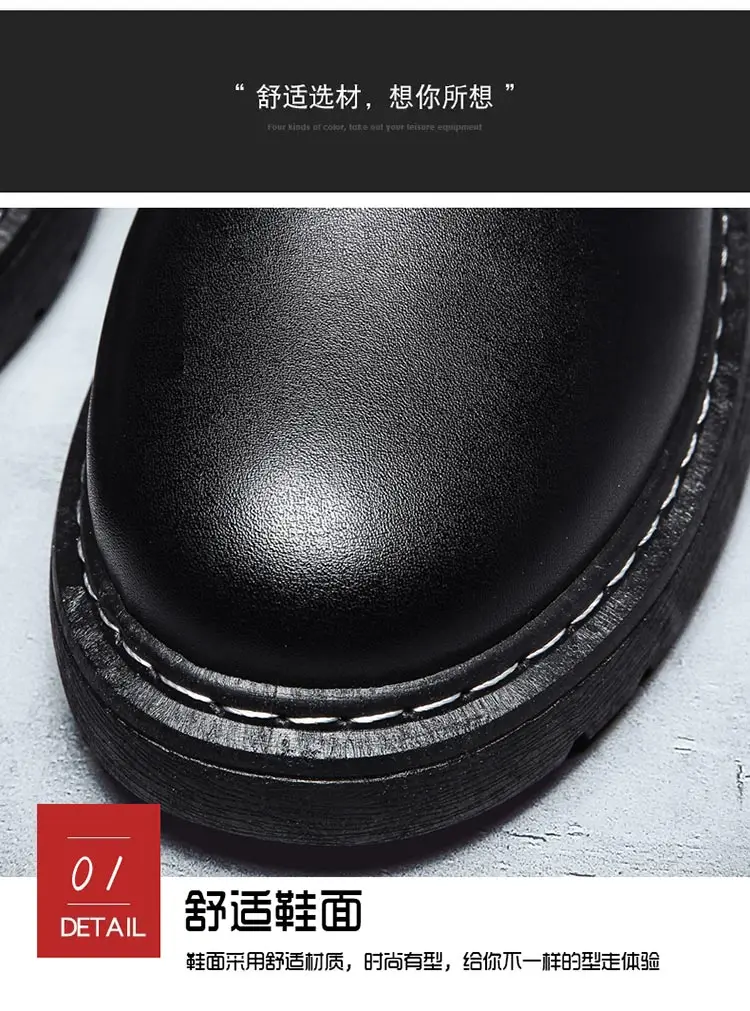 Boots Men Boots Leather Ankle Lace up military boots caterpillar Black Outdoor work fashion shoes