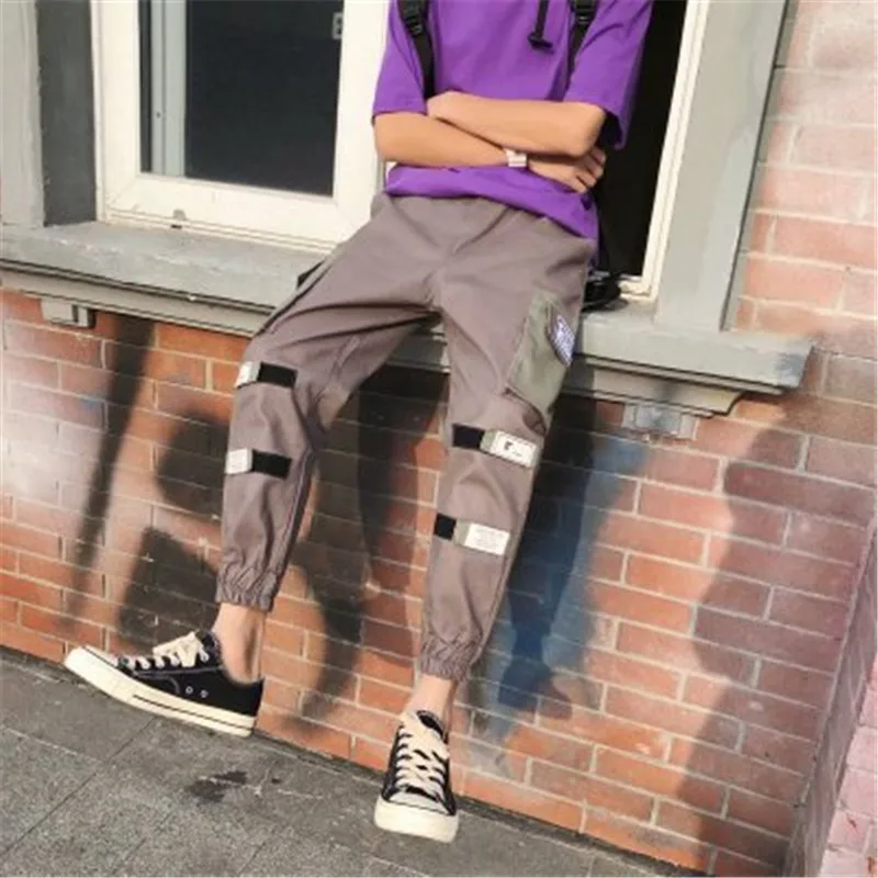 Брюки карго мужские с эластичным поясом уличная одежда в стиле пэчворк джоггеры
