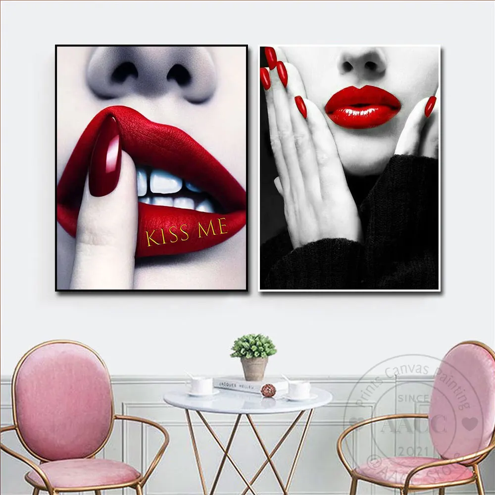 Модные сексуальные красные губы леди декоративные девушки поцелуй меня печатные