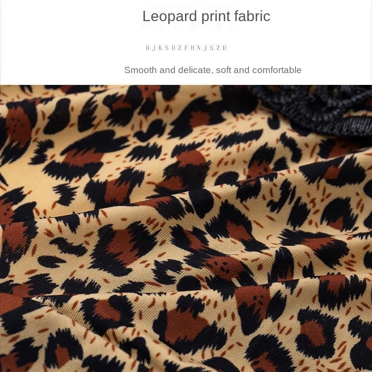 

MiiOW Leopard Print Underwear Feminine Charm Ice Silk Low Waist Temptation Breathable Cotton Crotch Women's New Briefs Women