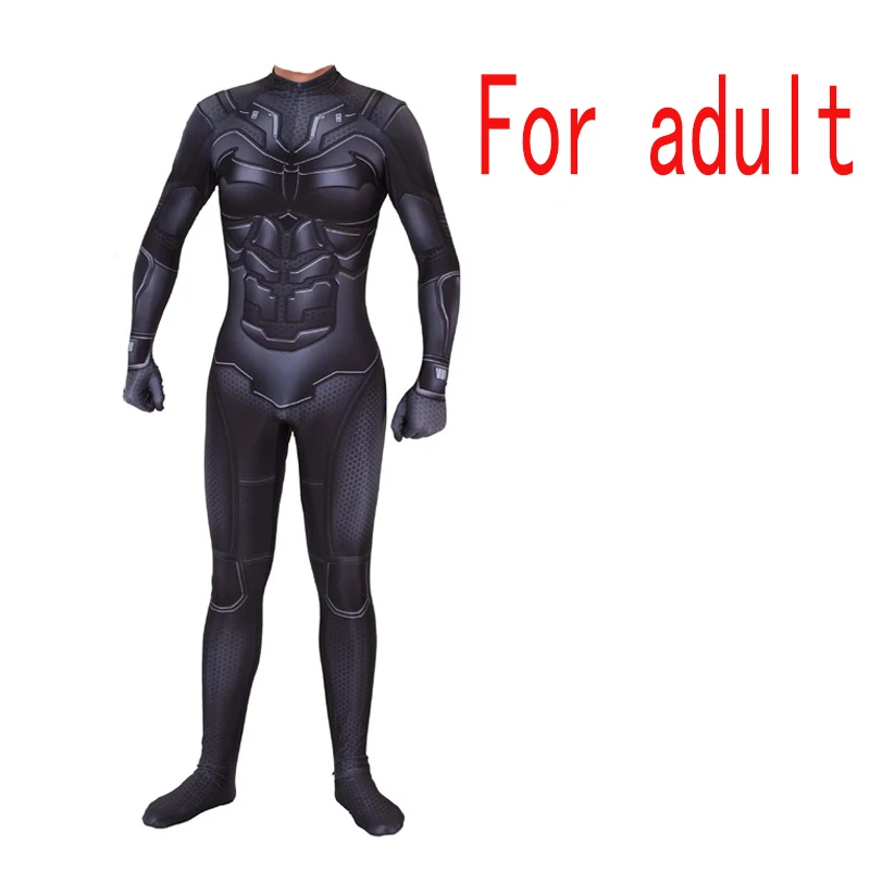 For adult Фильм Бэтмен костюм для косплея, костюм комбинезон зентай Брюс Уэйн Косплей Боди супергероя Хэллоуин шлем Бэтмена маска - Цвет: For adult