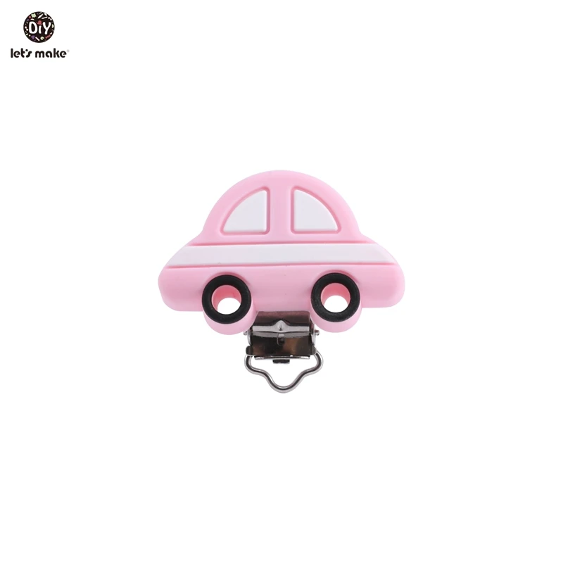 pink Let's Make Соска с зажимом мультипликационная форма автомобиля силиконовая соска-пустышка с зажимом 1 шт. аксессуары для кормления Diy пустышка с цепочкой силиконовый детский Прорезыватель - Цвет: pink