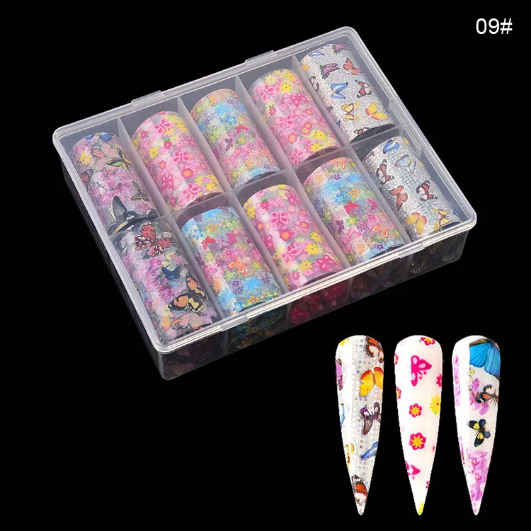 

4cmx50cm 1 box nail roll multicolor butterfly series designer nail tin foil nail decoration