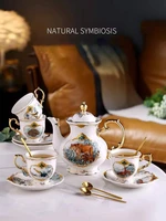 fantasy jungle ceramic coffee drinkware set with teapot teacups holder european office teahouse drinking utensil