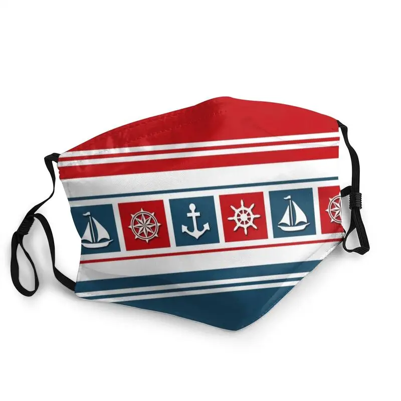 

Nautical Symbols Breathable Face Mask Adult Sailing Anchor Compass Anti Dust Protection Cover Respirator Mouth Muffle