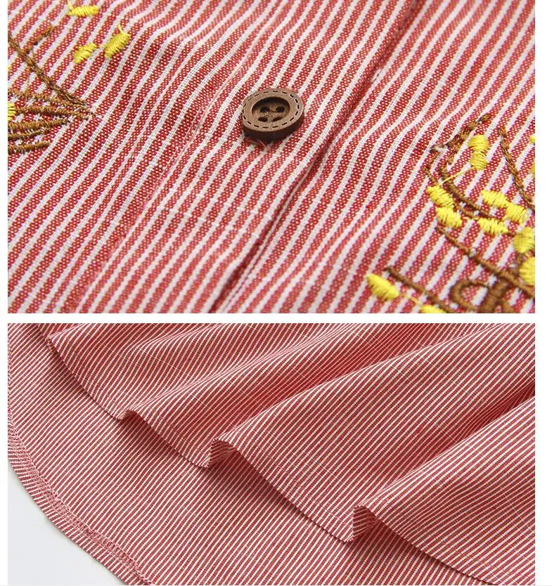 

Women's large size striped long shirt 1