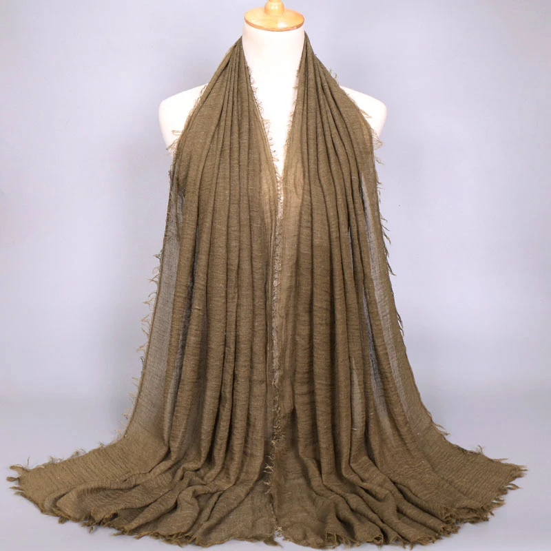 Женский мусульманский простой мягкий гофрированный хлопковый хиджаб