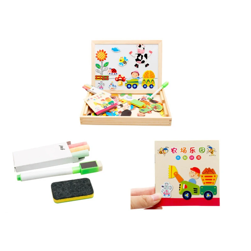 Доска для рисования Магнитная с фермой 3D пазл двойным мольбертом детская