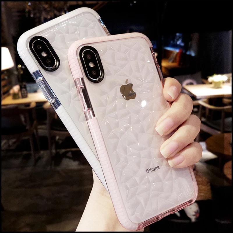Женские 3D чехлы для телефонов с алмазной текстурой iPhone 11 Pro X XS XR Max 6 7 8 plus мягкий