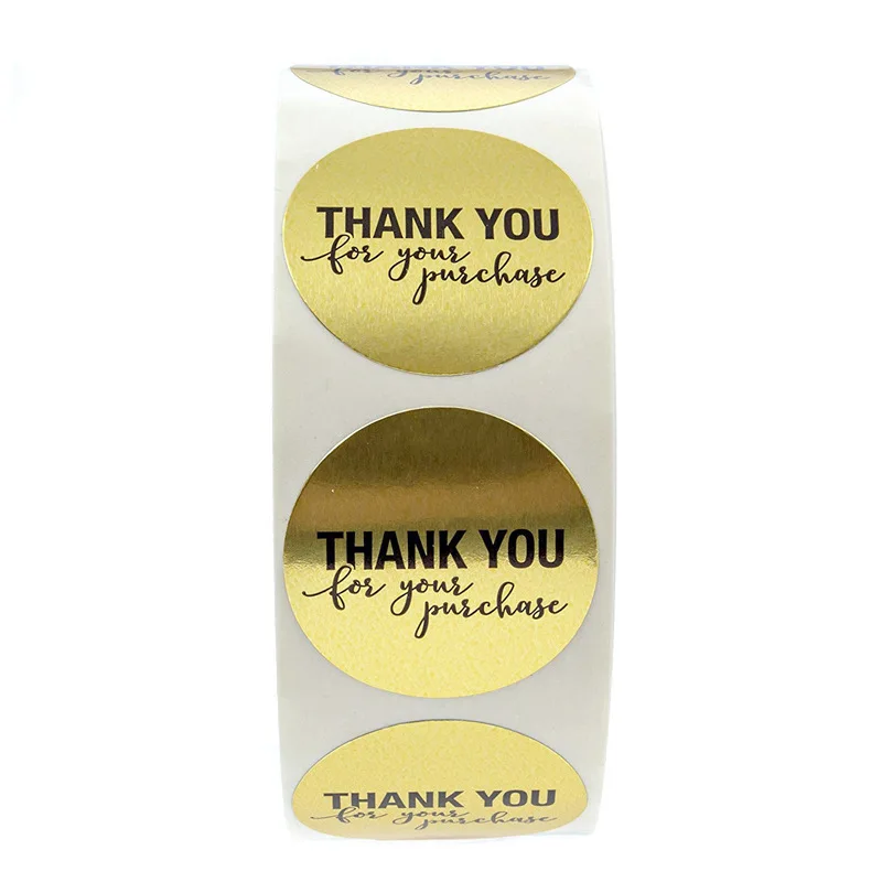 

50-500pcs Labels Hot round gold foil thank you for purchasing sticker pack sticker gift package Stationery Sticker 1inch