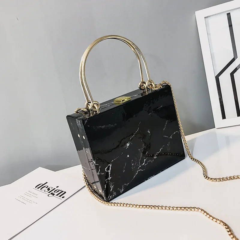 

Marble Pattern New 2021 Crossbody Shoulder Bag Texture Portable Chain Box Small Square Bag Purses