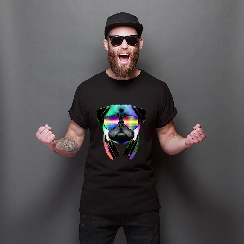 

New Year Day COOL PUG Men Fashion T Shirt Round Neck Plain T Shirts Regular Unique Tees Gifts