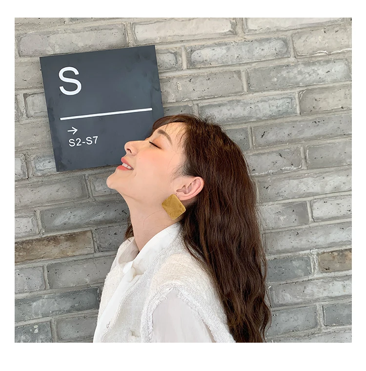 FFLACELL 2019 Korean Autumn Winter Retro Hit Color Asymmetric Geometric Flannel Button Stud Earrings for Women Girls | Украшения и